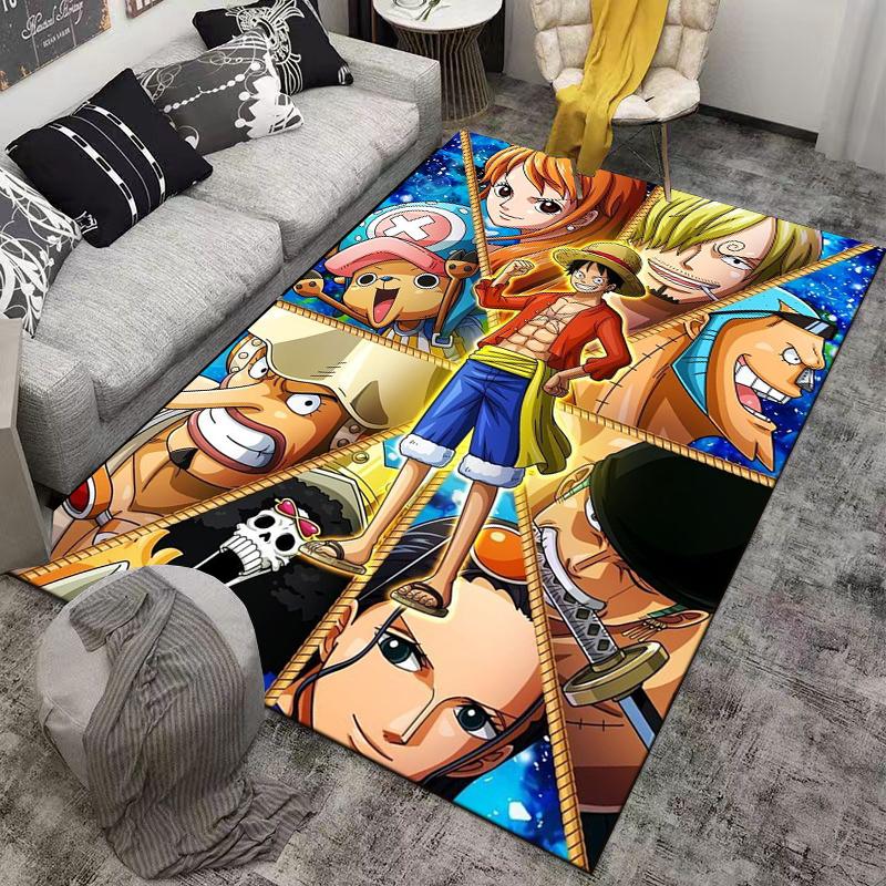 "One Piece Anime Carpet Featuring Straw Hat Crew Characters Design" Suitable for use as an anti-slip for living room bedroom sofas