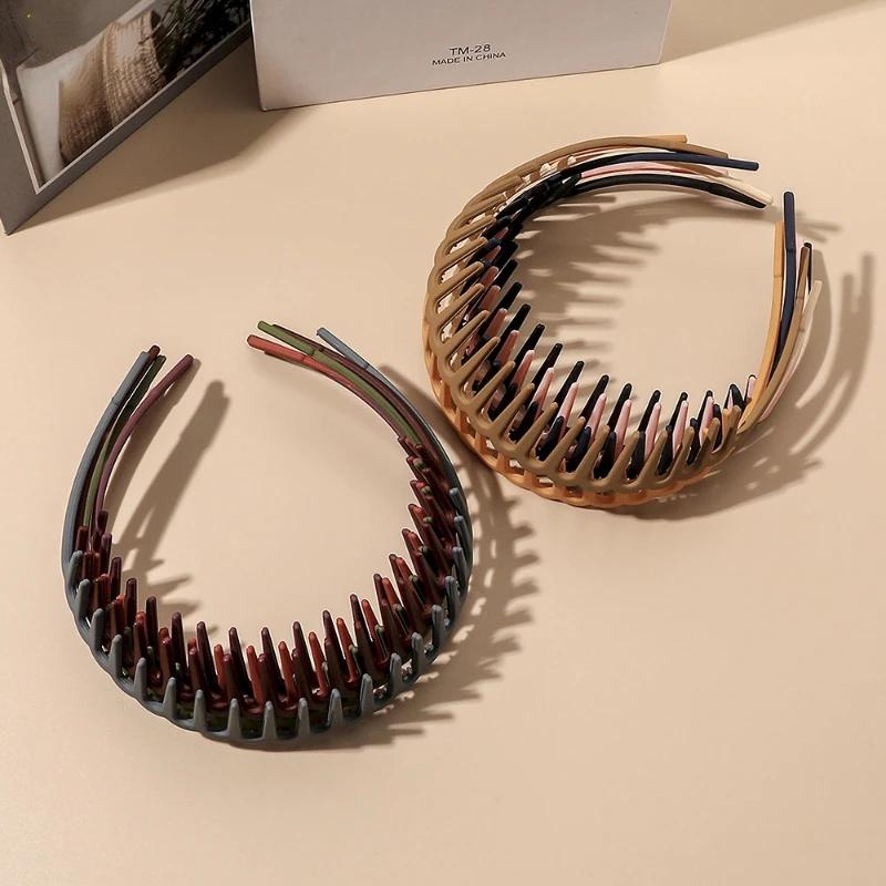 Korean Style Minimalist Women's Headband Hair Accessories Solid Color Versatile with Teeth and Anti Slip Bangs Broken Hair Band