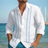 Luxury Shirt 3D Flower Printed Shirt Men's Fashion Shirt Men's Flap Collar Shirt Beach Menswear Business