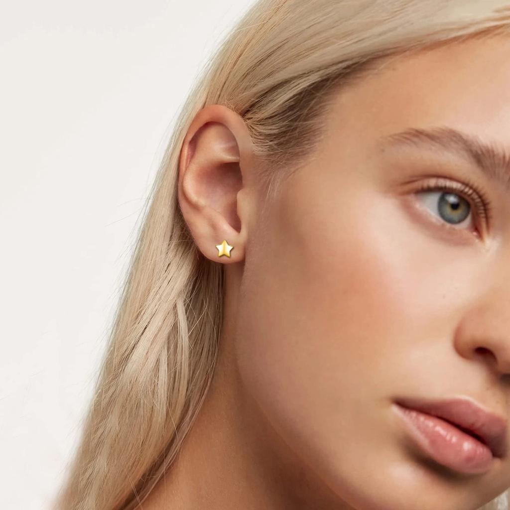 925 Sterlingsilber Gold Vermeil Stern Ohrstecker