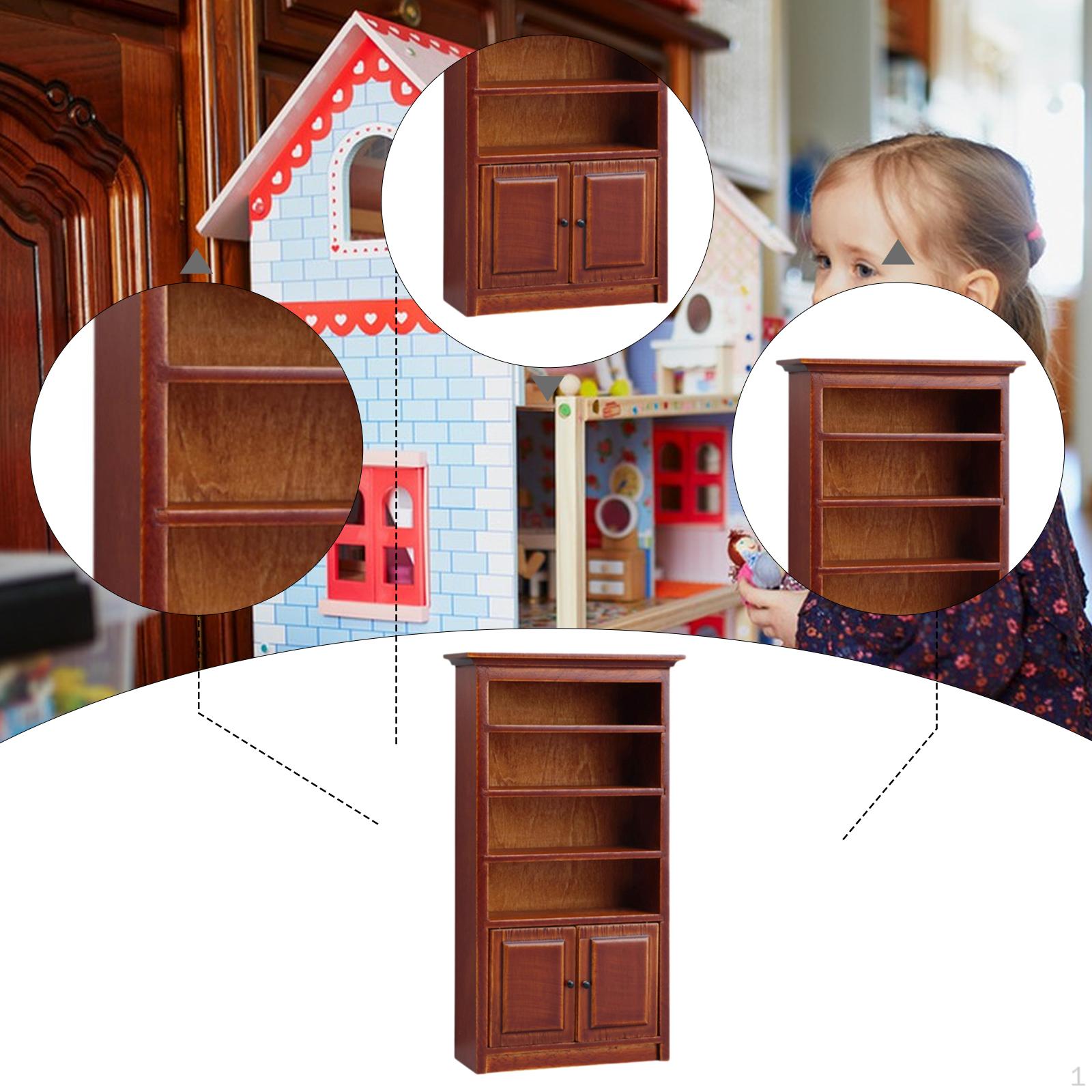 

1:12 Кукольный домик Миниатюрная мебель Шкаф Игрушка для притворства Книжный шкаф Книжный шкаф Полка для хранения для спальни