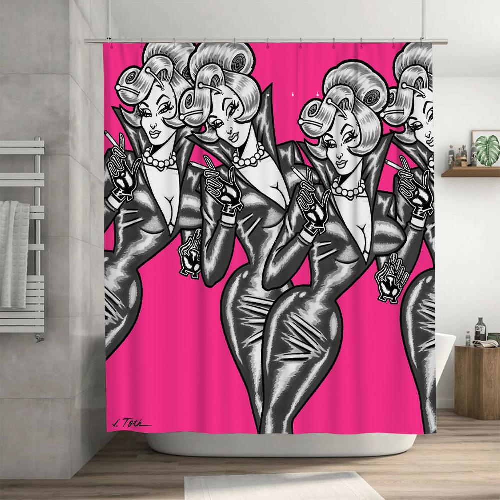Chic Retro Women's Fashion Shower Curtain Pop Art Print for Bathroom Decoration