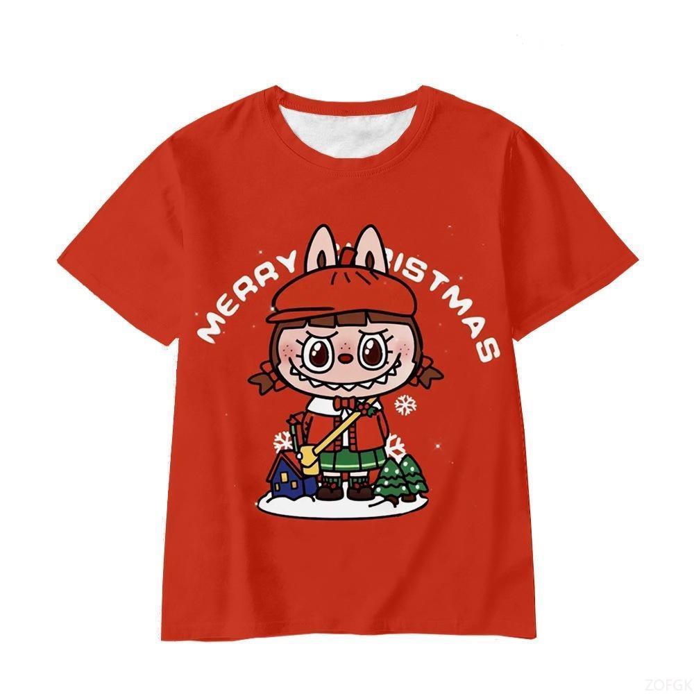 Summer Cute Labubu Cartoon Print Children's T-shirt Boys and Girls' Student Trendy Top