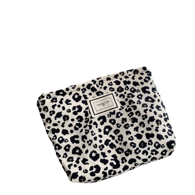 Vintage Leopardenmuster Damen Aufbewahrungstaschen Tragbare Leinwand Damen Clutch Kosmetiktasche Lässige Damen Make-up-Etui Geldbörse Handtaschen
