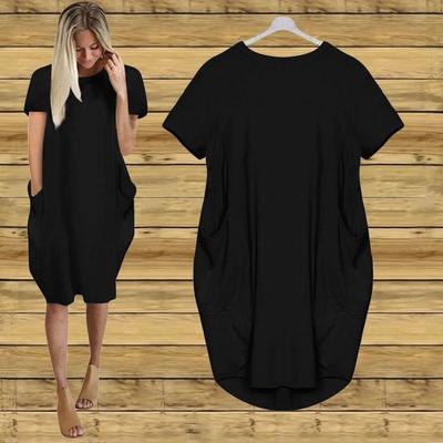 Dámské volné ležérní šaty s krátkým rukávem a kulatým výstřihem, velikosti Plus Size