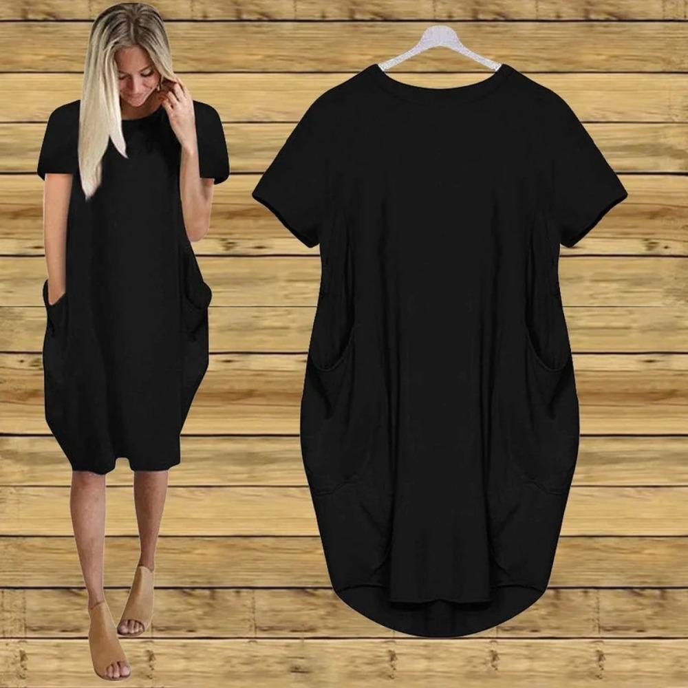 

Plus Size Women Short Sleeve O-Neck Loose Casual Dresses S армия зеленый