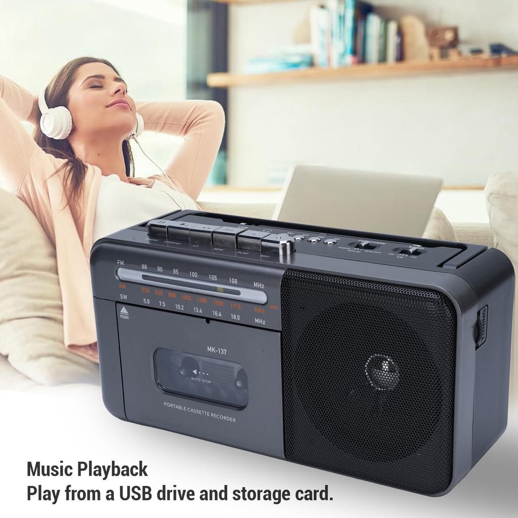 Cassette Tape Player Bluetooth Speaker Bluetooth Cassette Tape Player Portable Retro Look FM AM SW Radio Rechargeable for Home