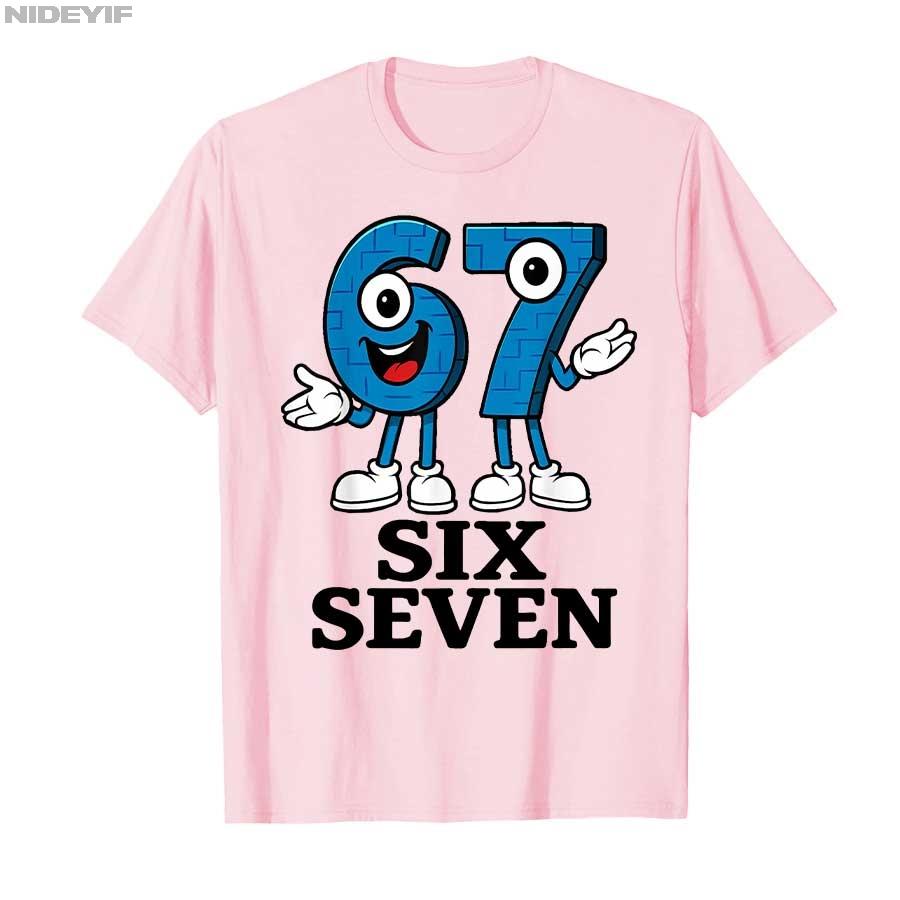 67 Six Seven 6-7 - Lustiges Italienisches Brainrot Kinder Gaming Meme T-Shirt Für Männer Frauen 100% Baumwoll T-Shirts Kurzarm Tops 0925-1