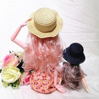 Wavy Edge Cute Straw Hat BJD Straw Hat Pet Hat Cotton Baby Hat Mini Hat Doll Hat Toy Hat Small Hat