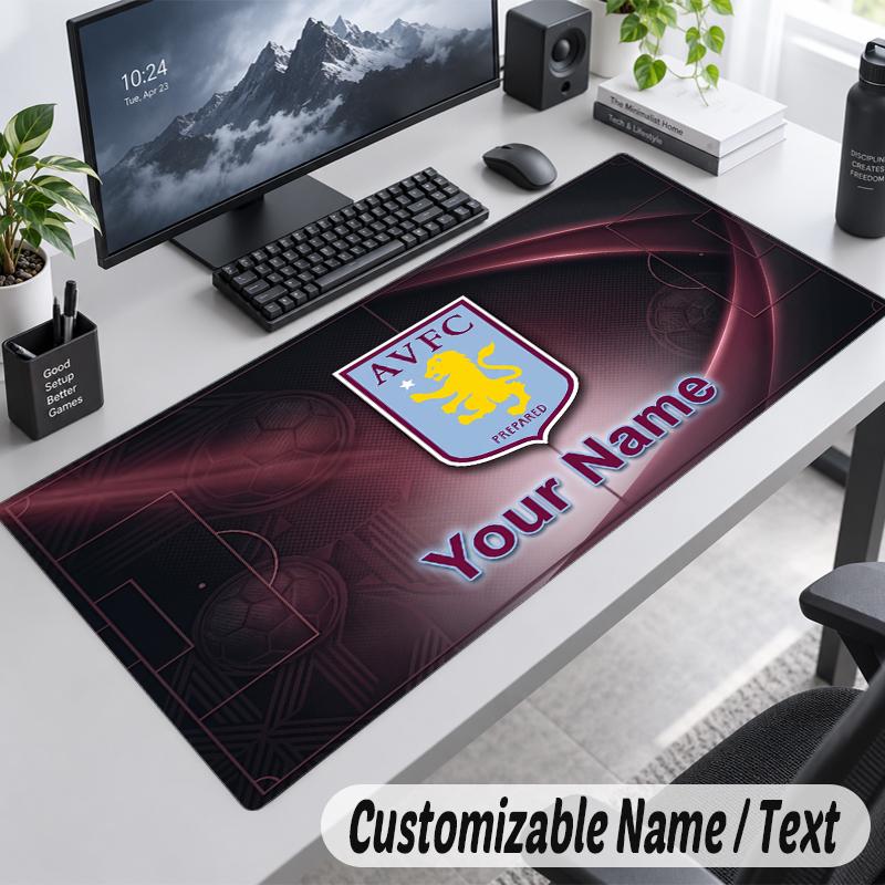 Custom Name Text Mouse Pad Aston Villa Personalized Desk Pad For Work And Gaming