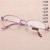 Frauen Metall Legierung Halbrahmen Lesebrille Retro Anti-müdigkeit Lila Presbyopie Brille Dioptrien +1,0 Bis +4,0