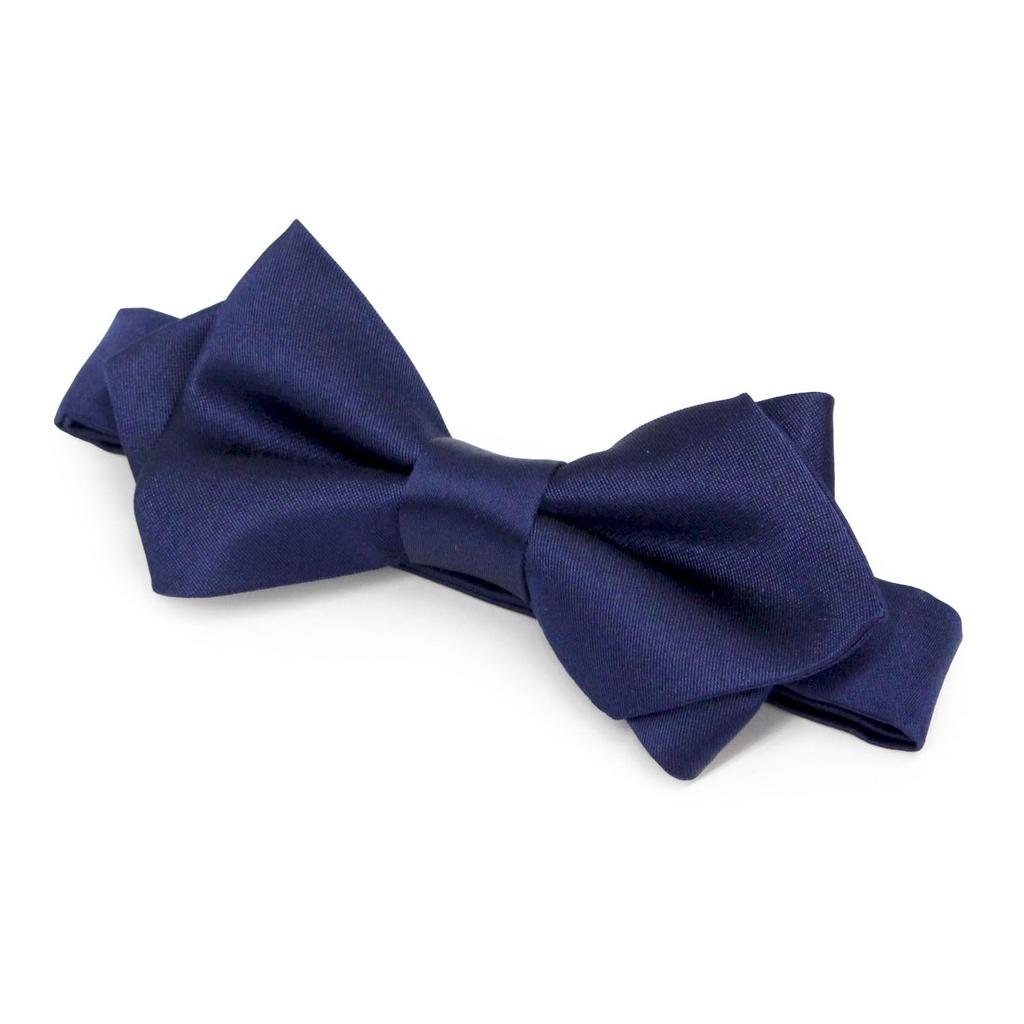 Pointed Silk Bow Tie for Solid Made In Fujiyama Grand Navy Blue Adults, Color, Japan, Woven, Creer,