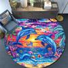Dolphins Sunset Round Area Rug,Carpet Rug for Living Room Bedroom Sofa Playroom Decor,Non-slip Floor Mat