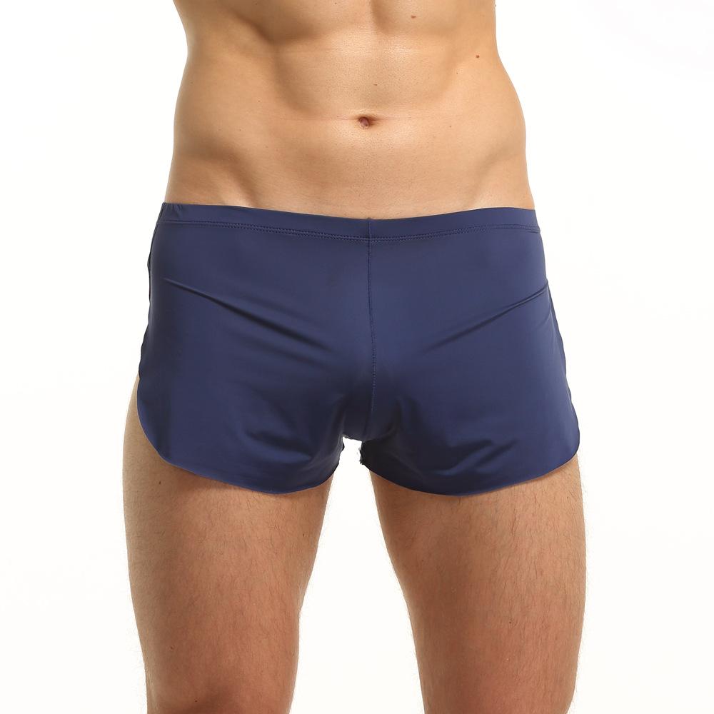 Men's Breathable Ice Silk Sleep Shorts with Side Slits