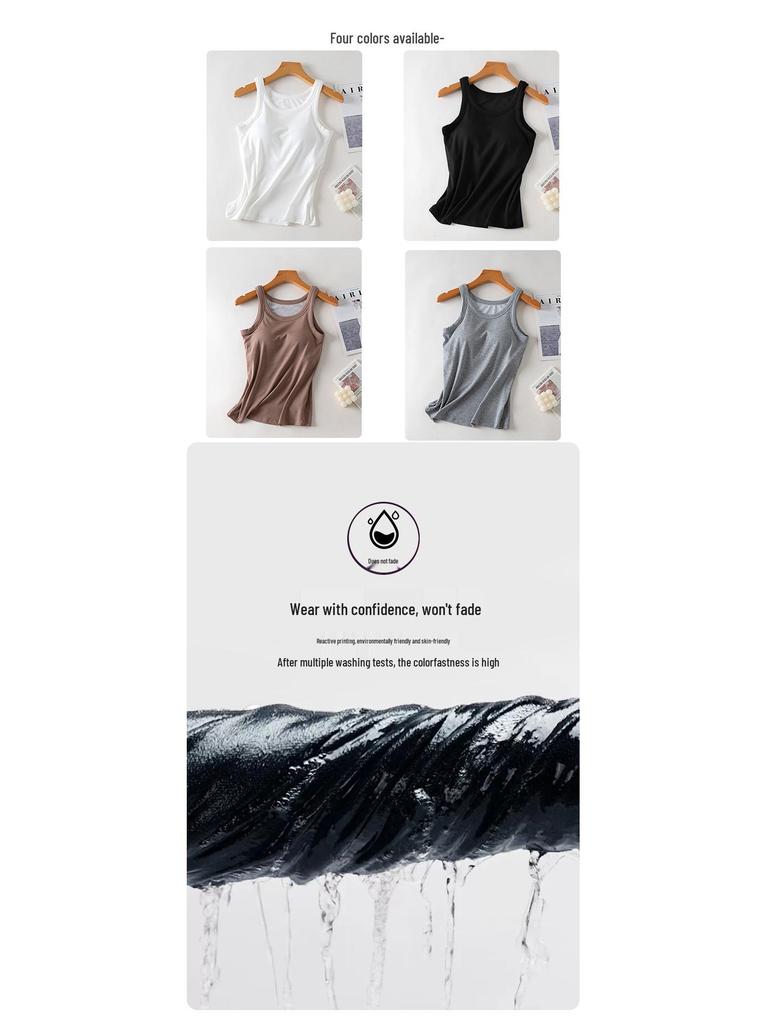 White Backless Camisole Tank with Built-In Bra - Versatile Base Layer for Yoga, Sports, or Everyday Wear