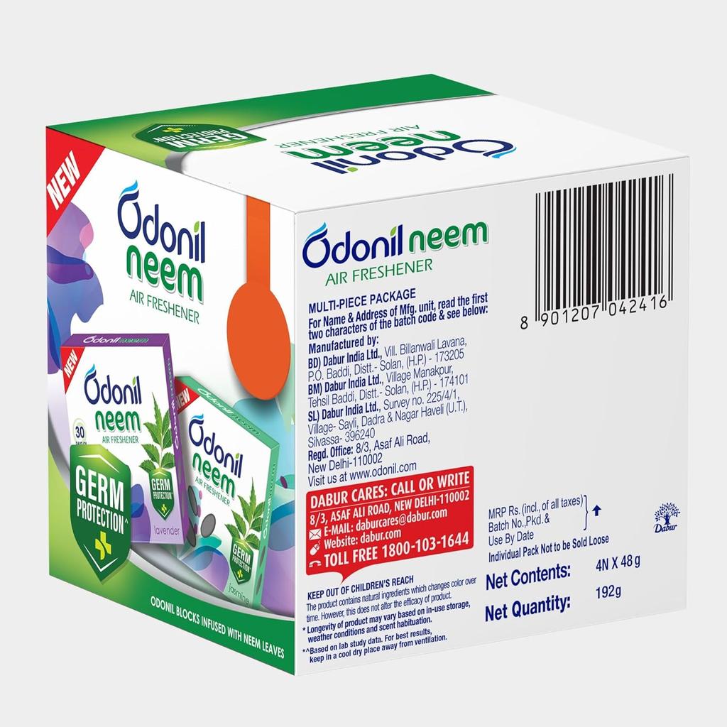 Odonil Neem Lufterfrischer Blöcke Lavendel Jasmin 384g Packung mit 8 Langanhaltend