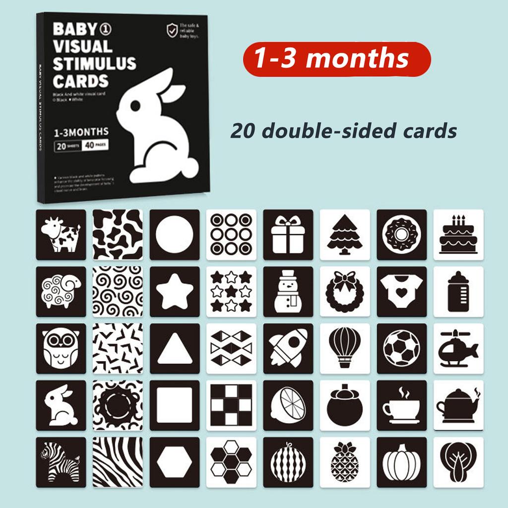 Baby Montessori Schwarz Weiß Karte, Hochkontrast Visuelle Stimulation Lernaktivitätskarten, Frühe Bildung Säuglingsgeschenk