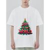 Weihnachts-T-Shirt Schwarz Freude für die Welt Weihnachtsbaum-Druck Feiertagsparty-Kleidung