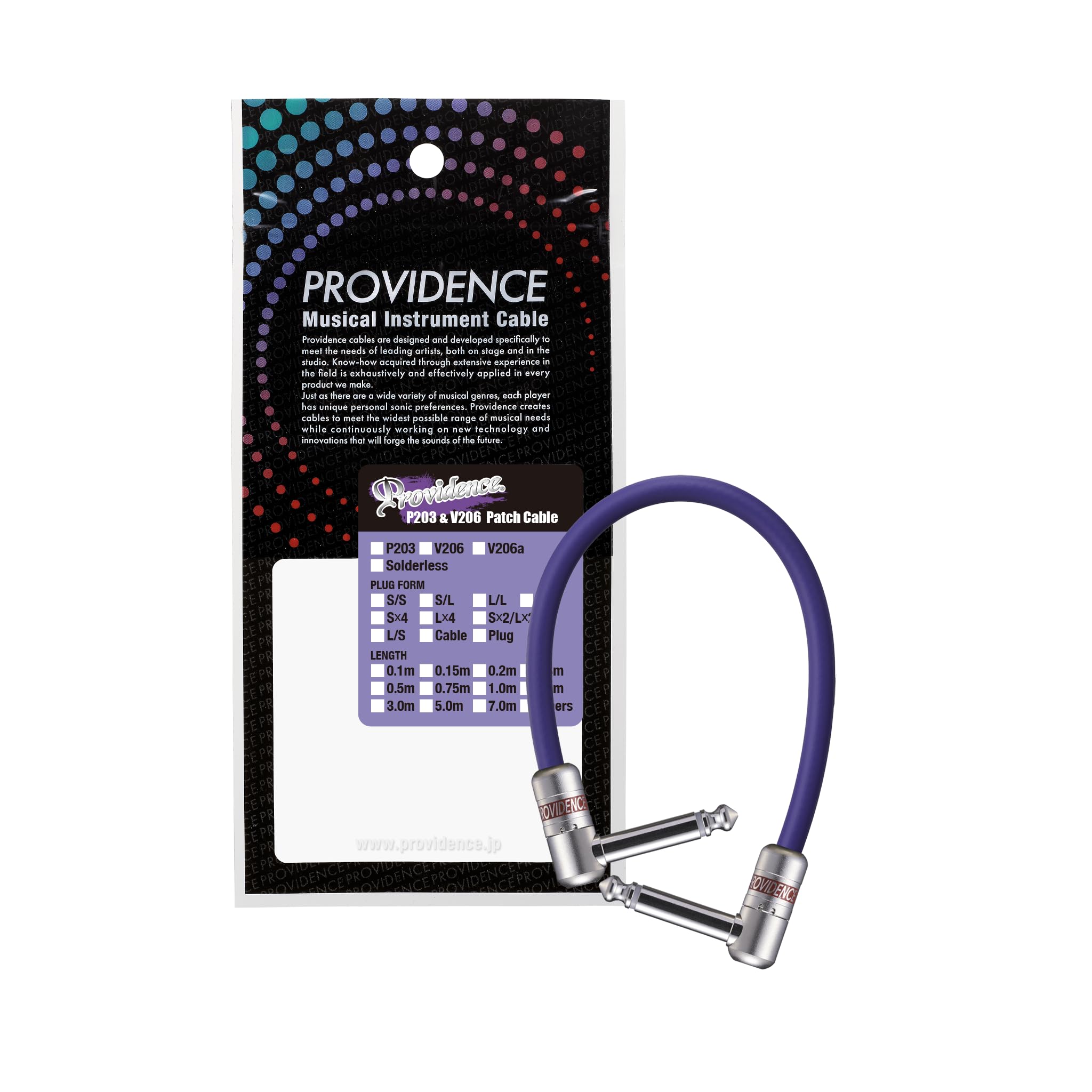 

Providence P203 Patch Plugs Cable, 1.5m, L/L (L-Shaped/L-Shaped) фиолетовый