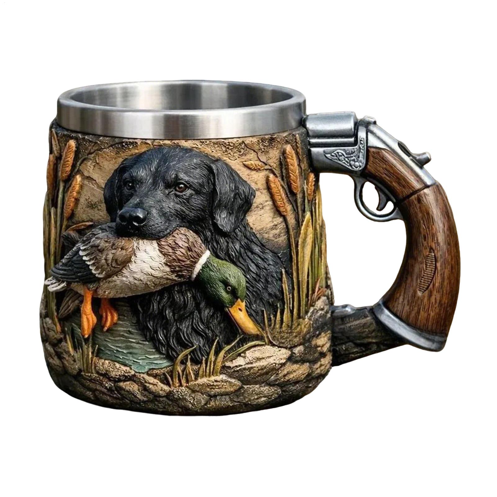 350ml Stainless Steel Mug Cup Hunting Themed Large Capacity Mug Outdoor Camping Cup Unique Gifts Vintage Mugs 350ml