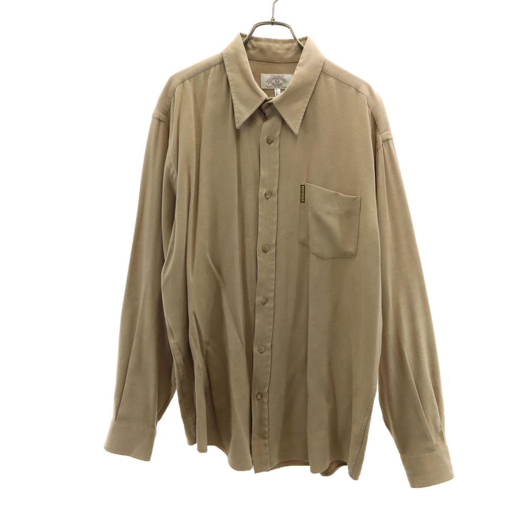 Armani Jeans 90s Made In Italy Old Long Sleeve Flannel Shirt L Beige Men's Used