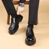 Fashion Black Thick Soled Leather Shoes Classic Retro Versatile Style Outdoor Leisure Party Daily Business Dress Office Adult Shoes