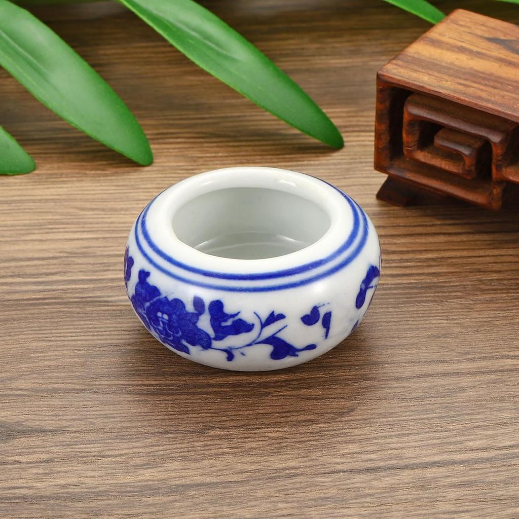 Patikil Ceramics Ink Dish Plate for Chinese Calligraphy Writing, 12Pcs Holder Rest, Water Brush Pen Holder for Stone Traditional Beginners Japanese