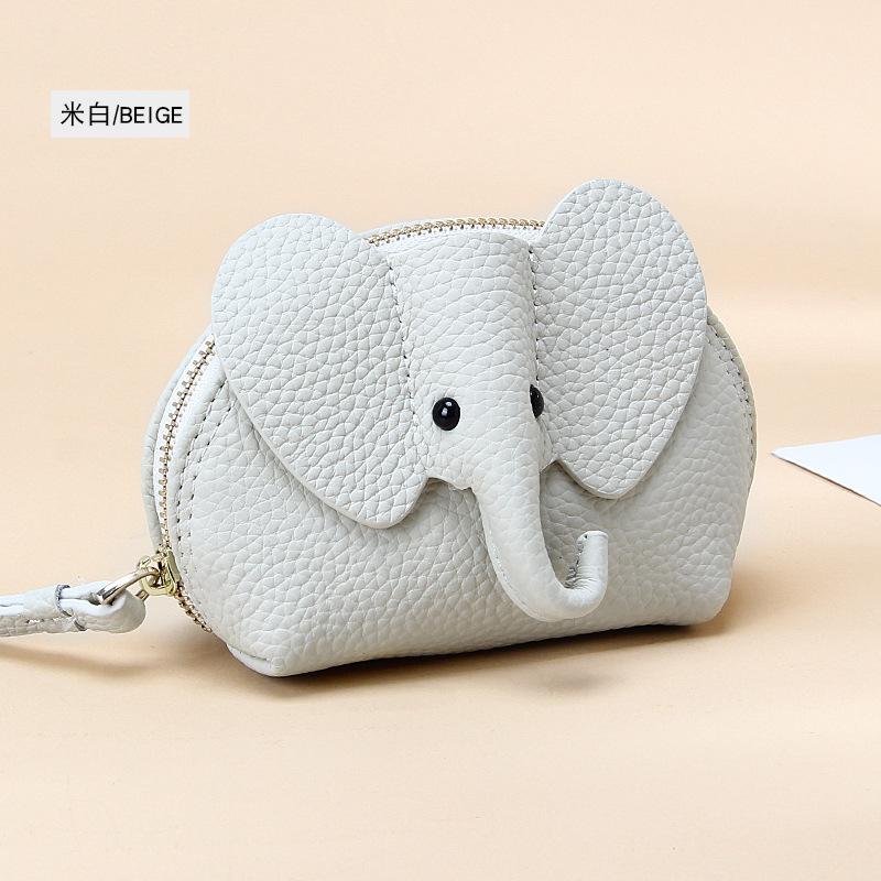 Creative style cute baby elephant zipper small wallet female fresh small leather coin change bag