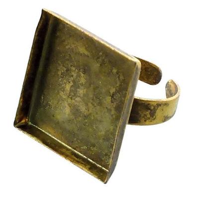 Anel - Ouro velho - Quadrado oco - Dourado - Unissex - Adulto