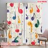 2pcs,2D Plane Printing Creative Curtains Colorful Notes Harmony Polyester Fabric (without Rod) Versatile All Perfect for
