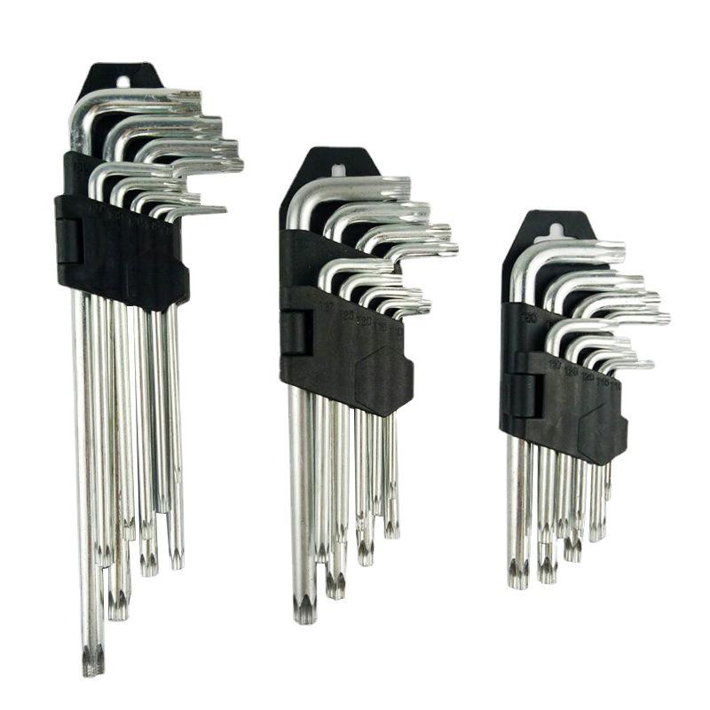In-Stock 9PC Allen Wrench Set: Flat & Ball Head Torx, Carbon Steel, Galvanized
