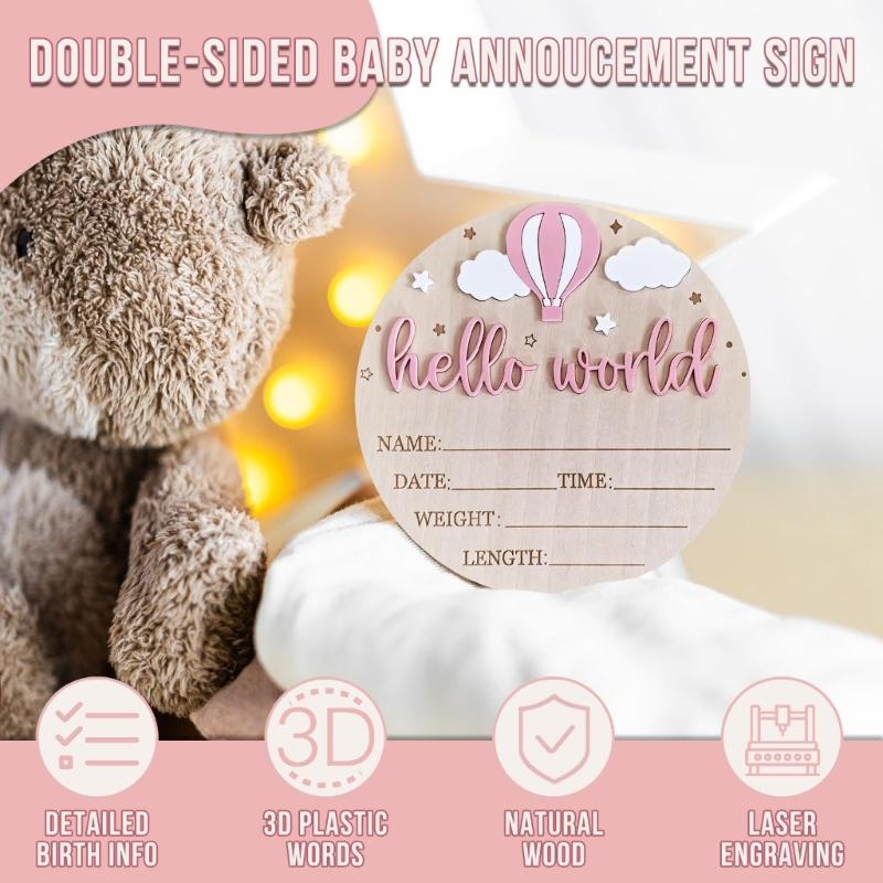 Kinderzimmer-Wandplakette mit anpassbaren Geburtsdetails für Babys, sicheres, ungiftiges Ankündigungsschild für Neugeborene zur Heimdekoration, Geschenk