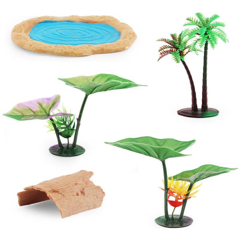 Simulation Pond Tree Lotus Leaf Frog Model Micro Scene Frog Fish Pond Accessories Set Ornament Toy