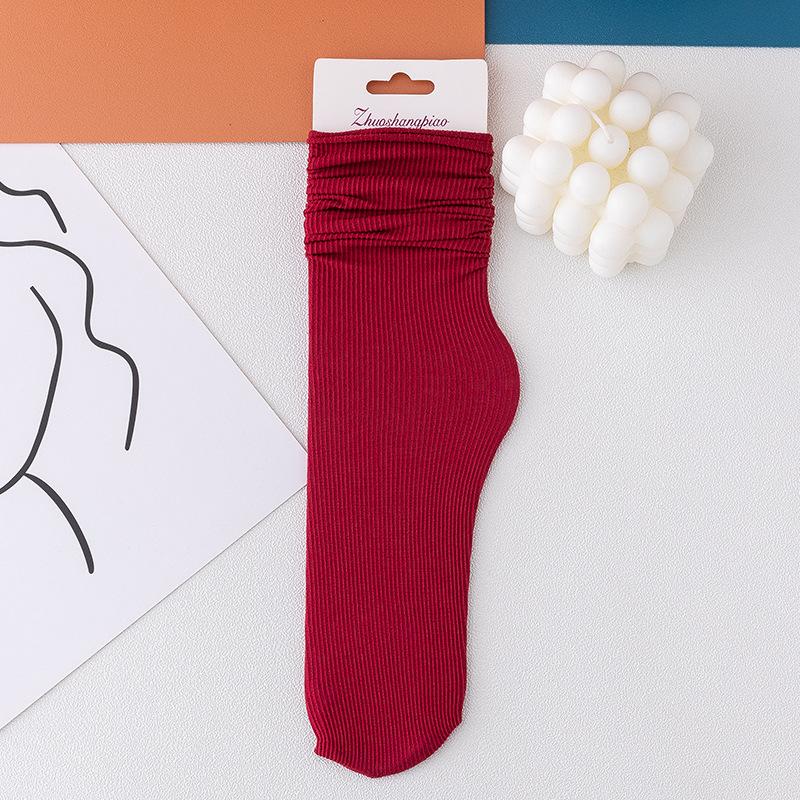 Women Girls Spring Summer Thin Loose Tube Socks Solid Color Black White Red Purple Green Yellow Velvet Breathable Long Socks