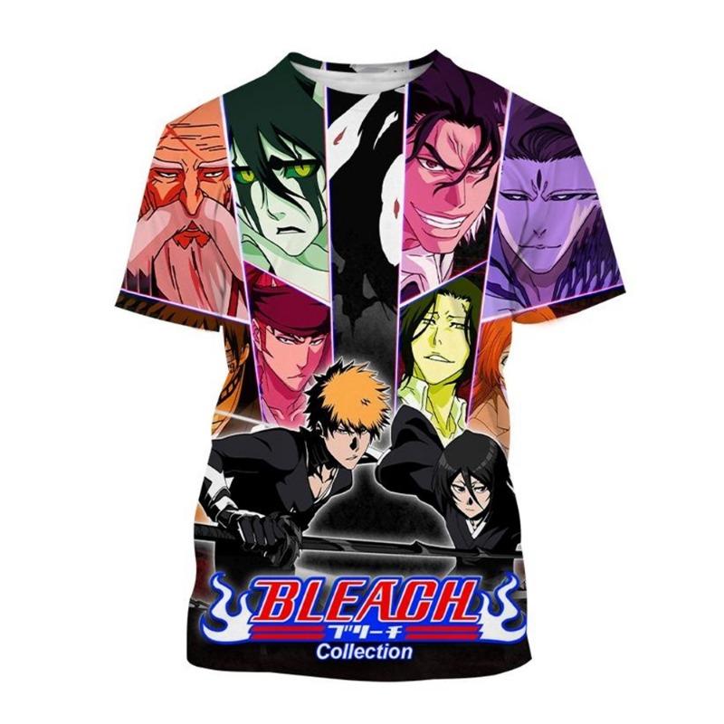 

Hot sale Summer Kurosaki Ichigo print T-shirt anime BLEACH fashion o neck short-sleeved men s and women s casual tops kids L