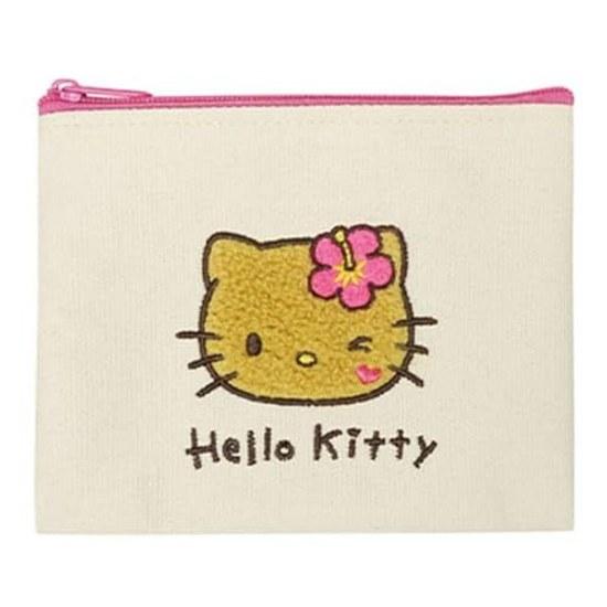 K Company Sanrio Characters Canvas Flat Mini Pouch Hello Kitty Sunburn SAC-HFM-KTHI H9W13D0.5cm