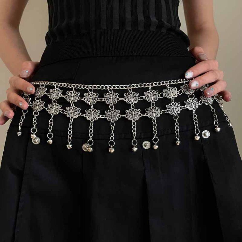 

Butterfly Bohemian Style Waistband Vintage Ethnic Style Belt Elegant Metal Waist Chain Girls срібний