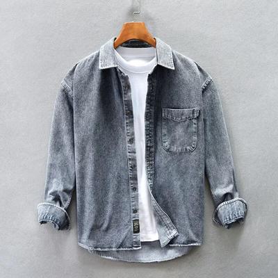 Lente Herfst Mode Heren Overhemden Retro Gewassen Casual Denim Overhemd Heren Vintage Designer Vrijetijdsoverhemden Hombre