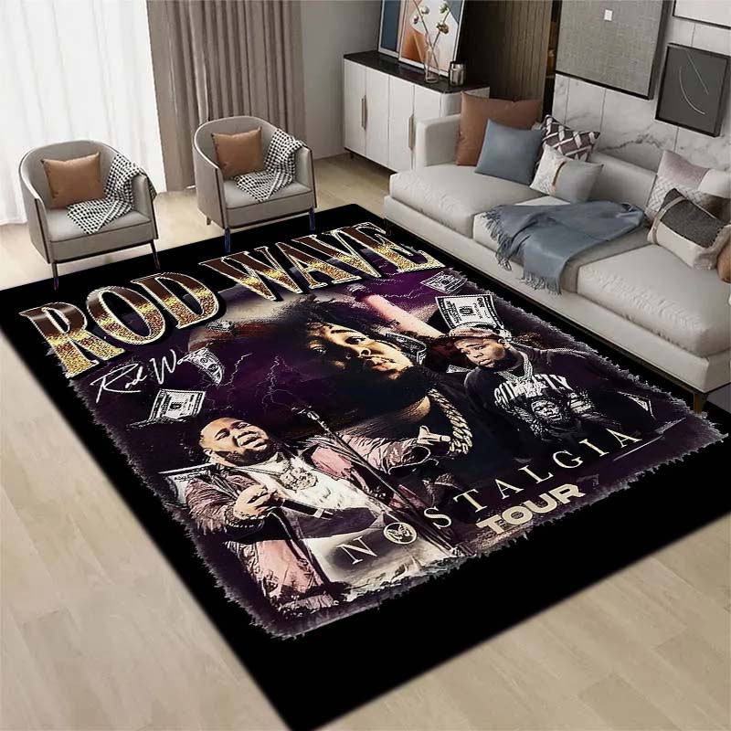 3D  Hip Hop Rapper Carpet Rod Wave Home Living Room Bedroom Decoration Flannel Comfortable Anti slip Area Corridor Carpet Gift