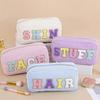 Letter Design Corduroy Toiletry Organizer With Breathable Fabric For Daily Use