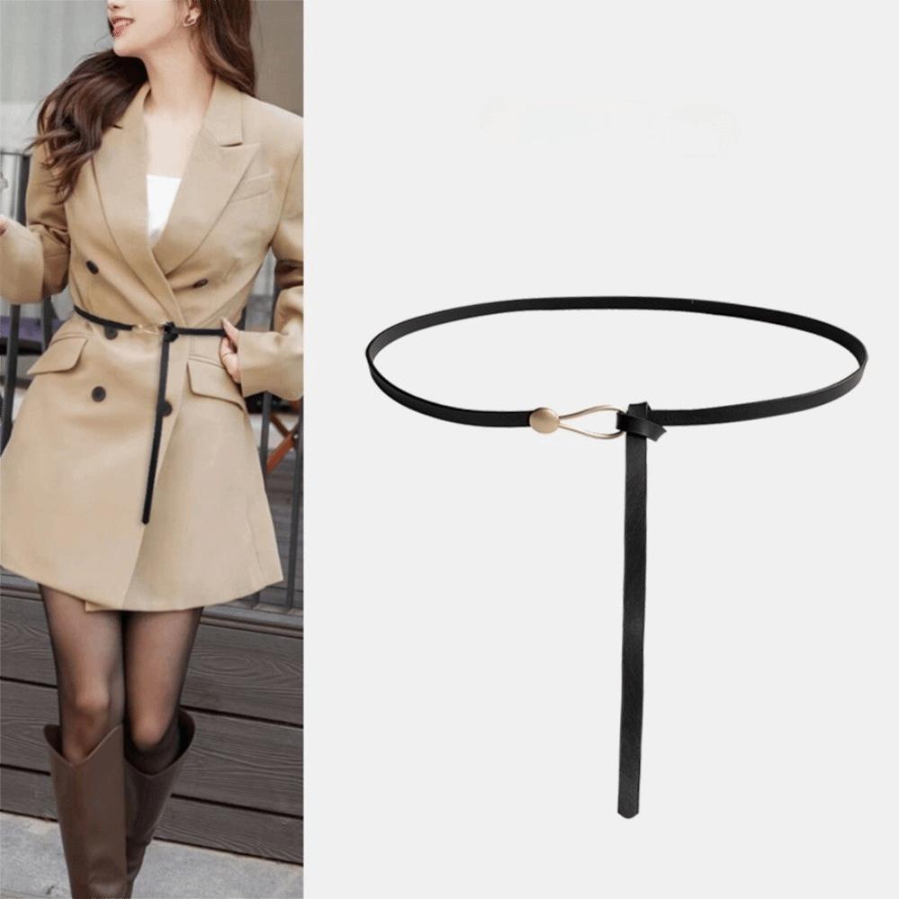 Solid Color Knotted Belt PU Leather Dress Belt New Waist Chain  for Jeans