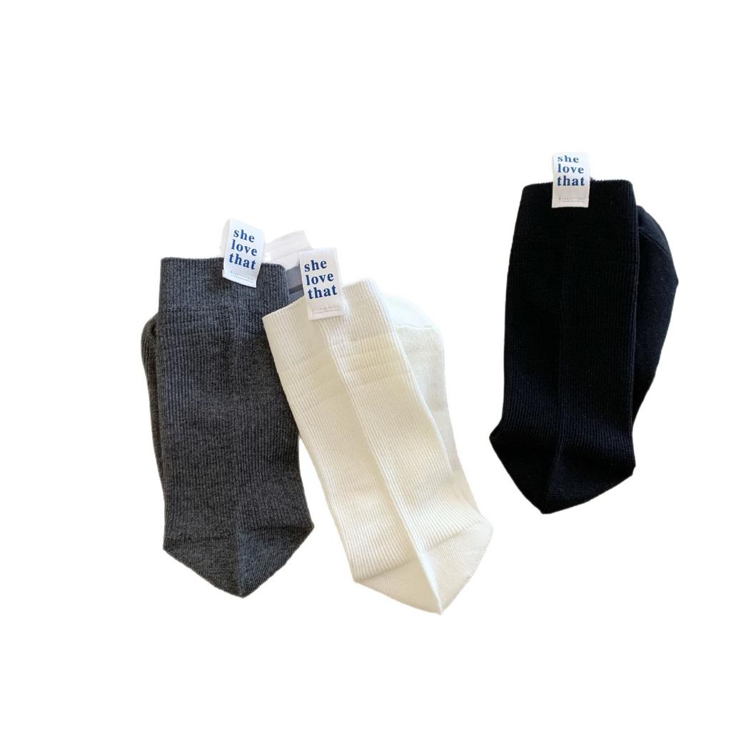 Heel Cloth Label Socks Women'S Tide Simple And Fashionable Smiley Face English Ab Socks Personalized Cotton Stacking Socks
