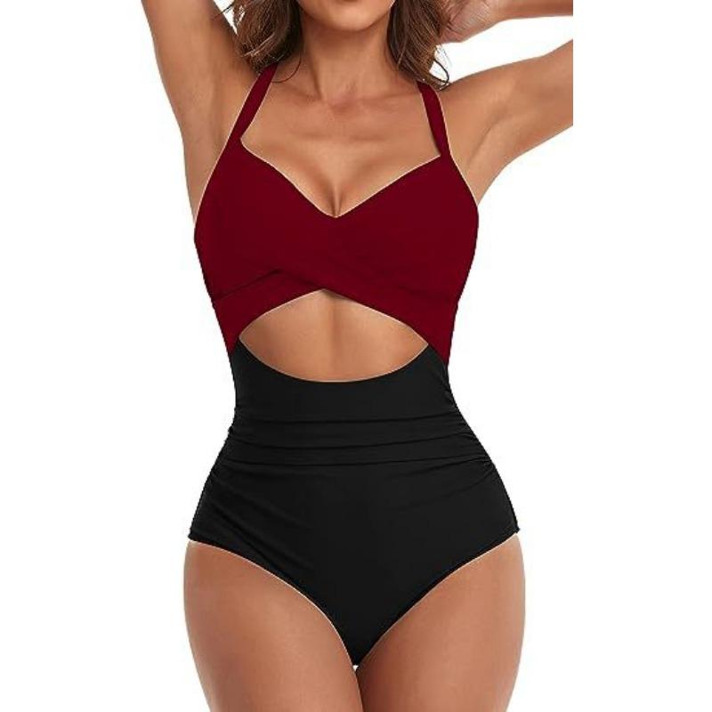 One-piece SSwimsuit for Women, European and American Backless Splicing Sexy Bikini Swimsuit
