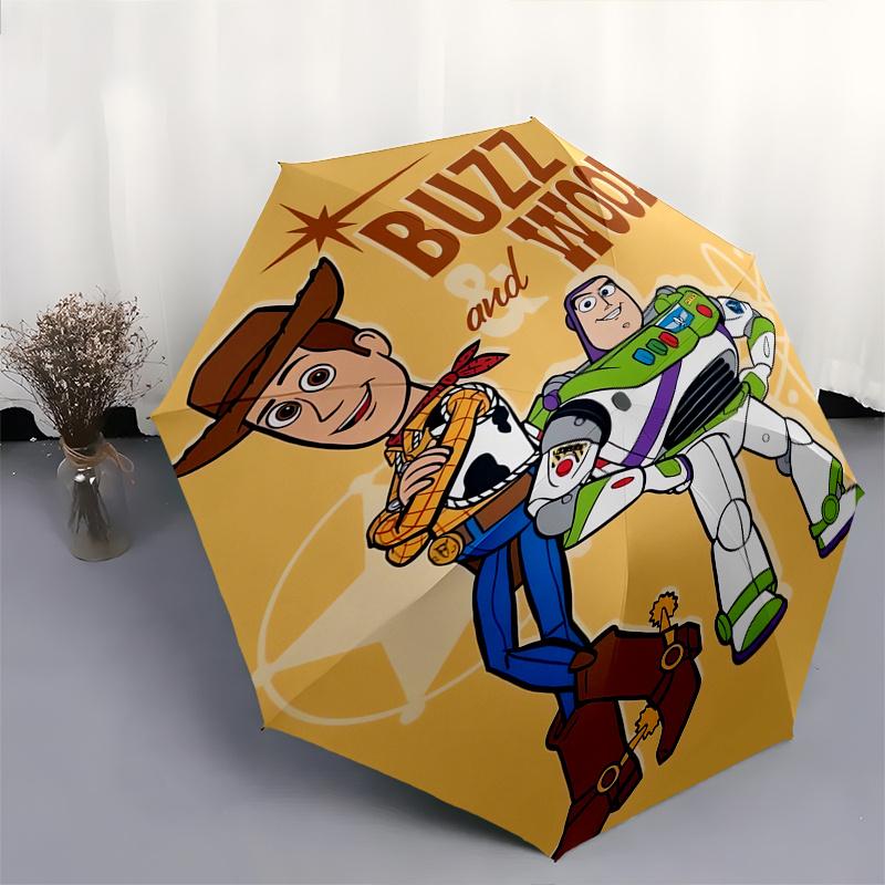 Buzz Lightyear,Woody Automatic Opening and Closing Umbrella - 8-rib Reinforced Folding Design, Lightweight and Portable, Suitable for Daily
