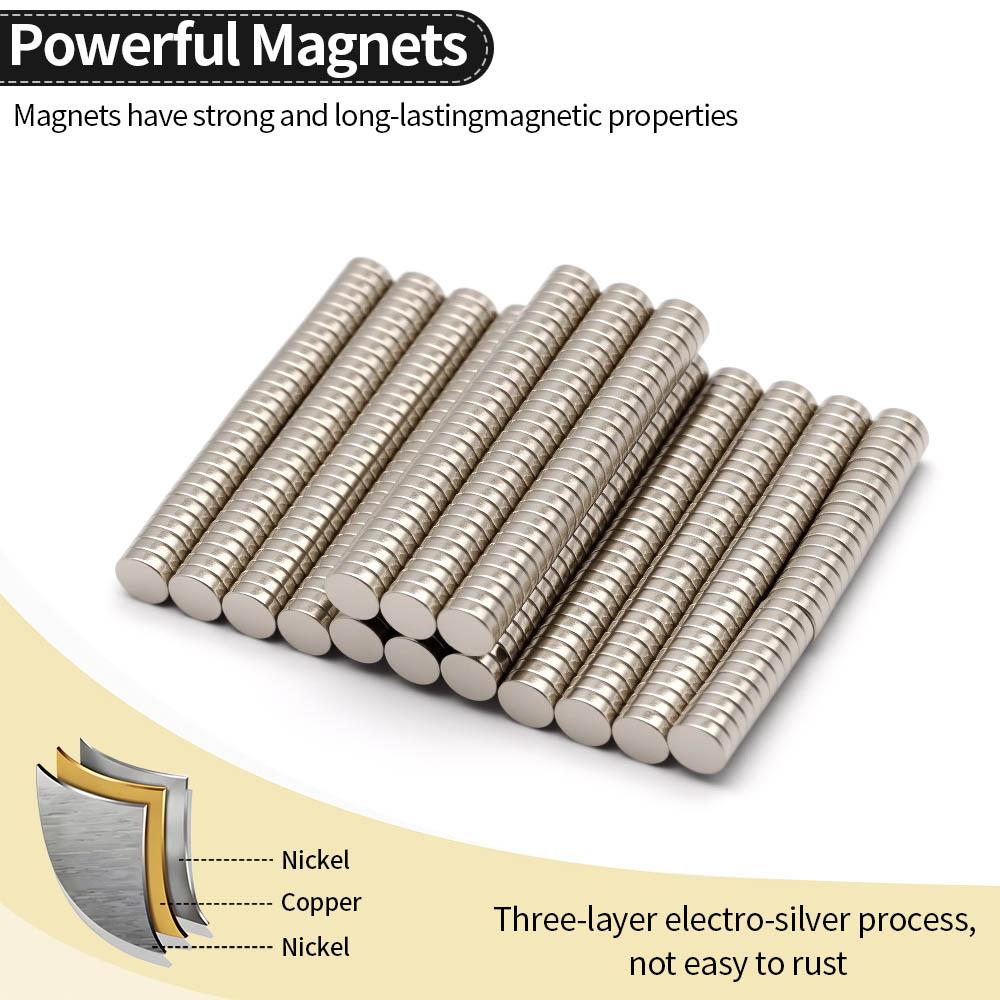 6x2mm Superstarker Neodym-Magnet N35 NdfeB Permanentmagnetische Magnete Rund Leistungsstarke Magnete Kühlschrankmagnet