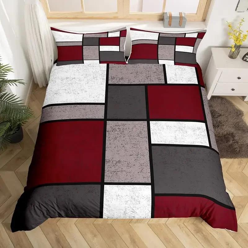 Comforter Geometric Single King Buffalo Check Comforter Modern Art Plaid Bedding Set Microfiber Geometry