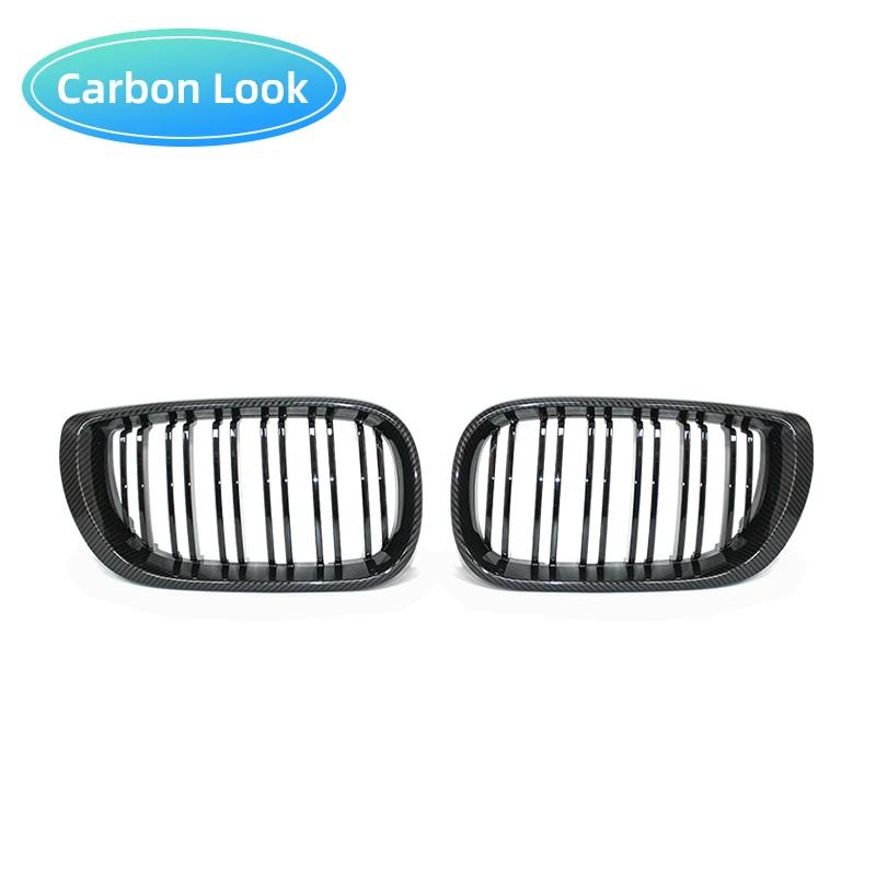 1Pair Car Front Kidney Grills Gloss Black Double Slat Hood Grill for BMW 3 Series E46 2002-2005 Racing Grille Car Replacement