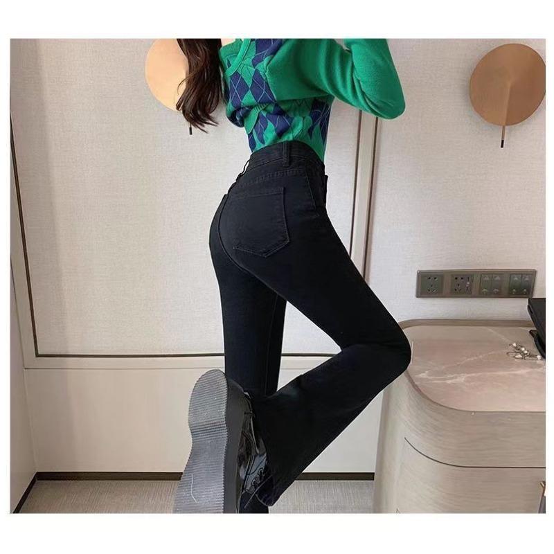 Damen Stretch High Waist Schlaghose Frühlings- und Herbstjeans