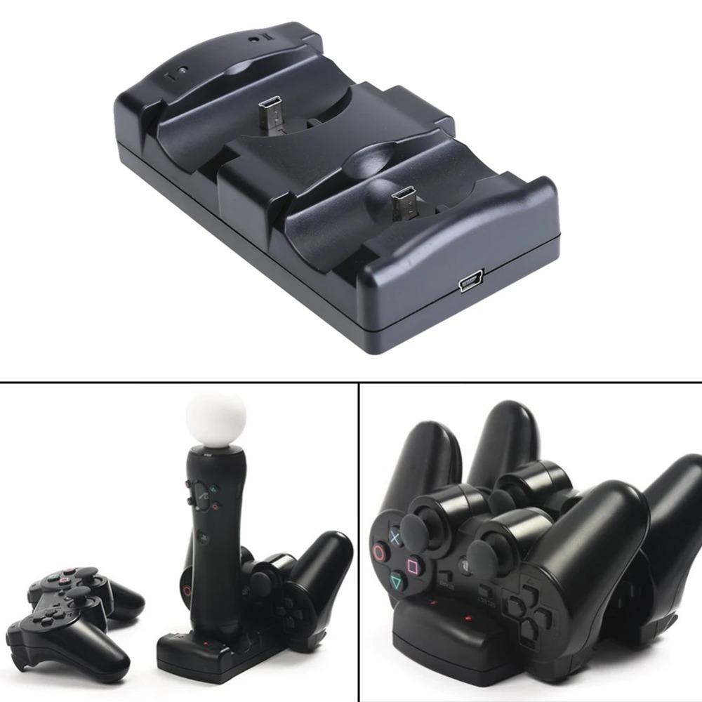 Supporto di Ricarica Doppio Caricabatterie Doppio Professionale per Controller Wireless PS3/PS3 Move Accessori
