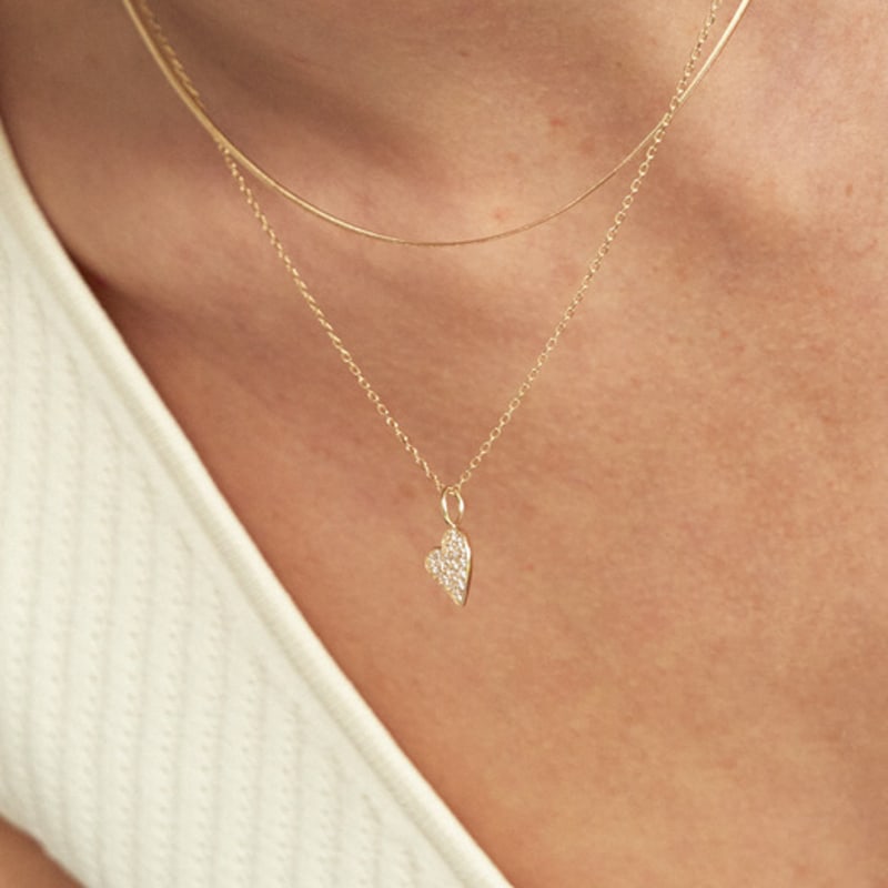 LUNNE 14k Heart Pave Pendant (14k Gold) #LFP07